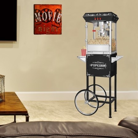Great Northern Popcorn 8 Ounce Classic Popcorn Machine- Electric Countertop Popcorn Maker and Cart (Black) 291751DZJ